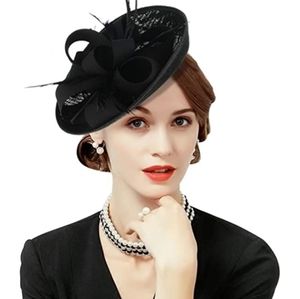 Woman Party Bow Feather Clip Hat